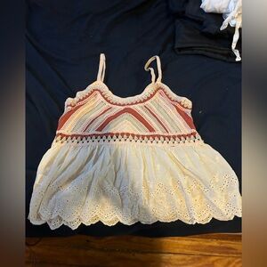 Roommates Red and Cream Crochet Tank Top